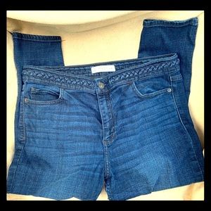 Indigo Skinny Jeans with Braided Waist Detail